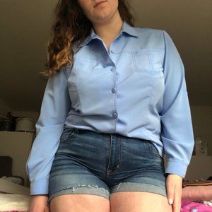 👐Blue long-sleeve button down